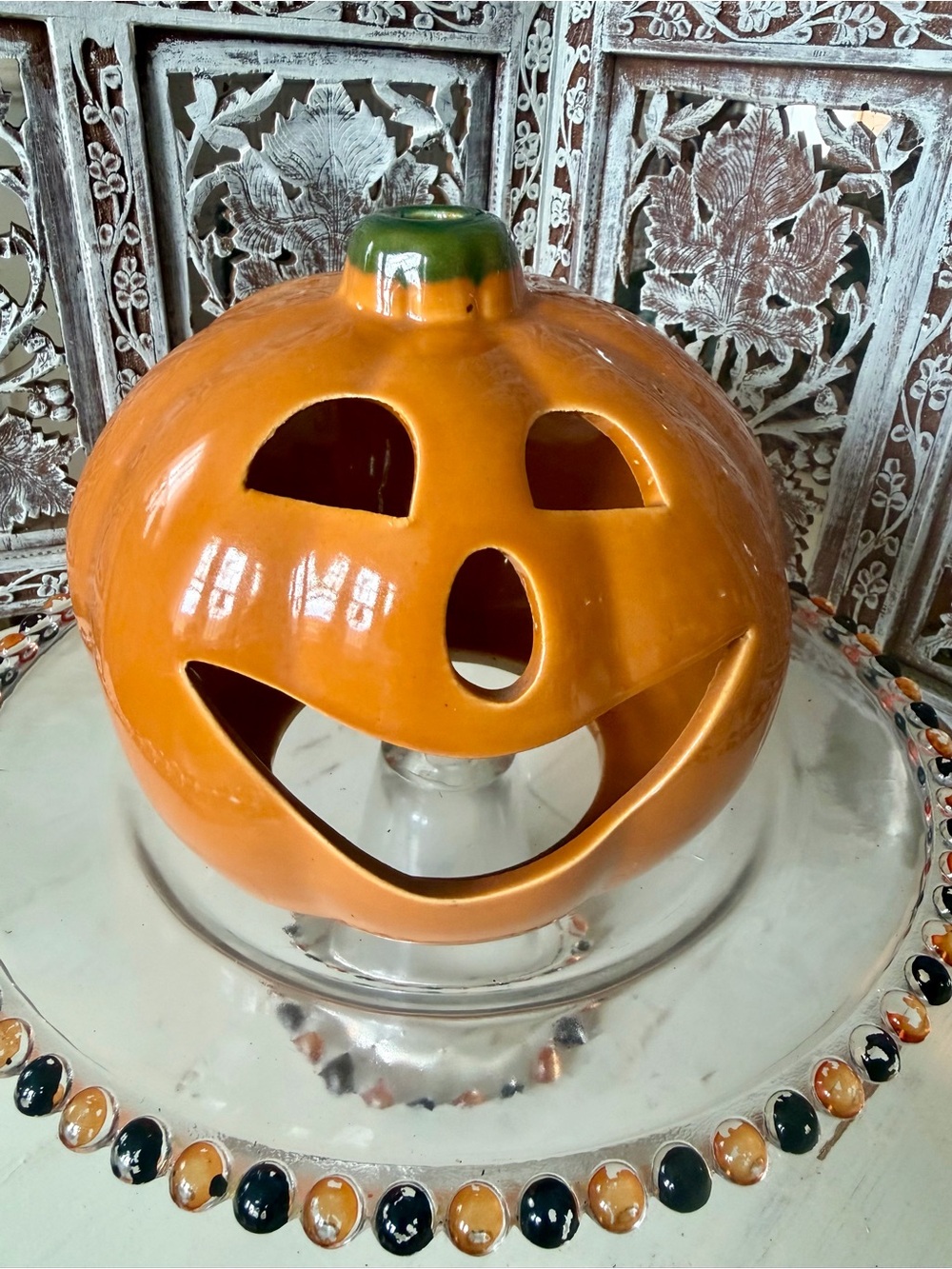 Vintage 60’s Ceramic Jack-O'-Lantern Pumpkin Lantern
